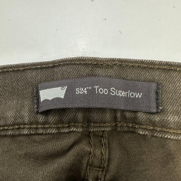Levi's 524 Too Superlow Straight Women's size 15 Green Denim Jeans - Picture 3 of 6